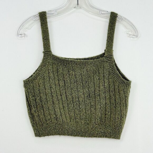 Wild Fable Ribbed Green Cropped Sweater Tank Top Blouse Small Boho Women’s - Picture 13 of 13